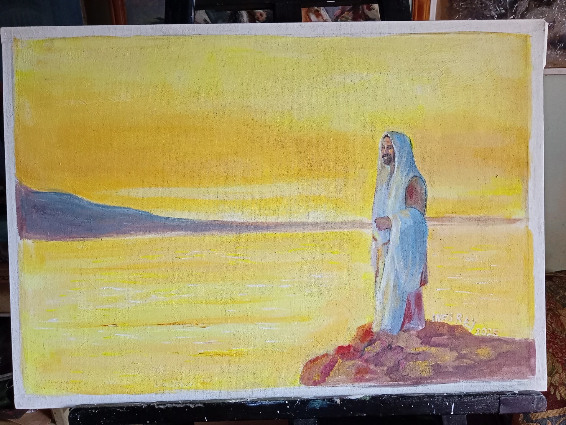 Amanecer junto al mar — Óleo sobre lienzo por Inés Villa